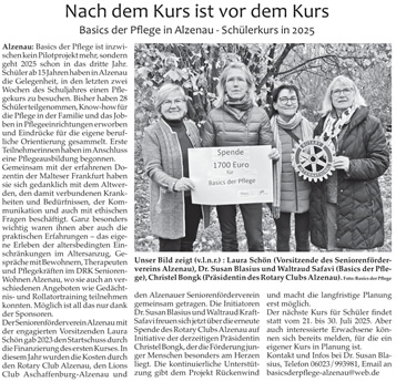 Spende an Basics der Pflege "Nach dem Kurs ist vor dem Kurs"